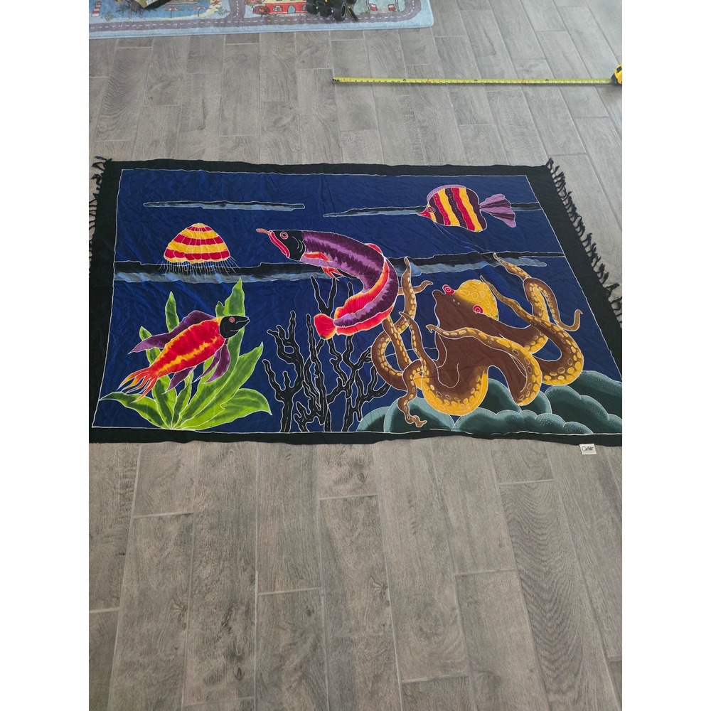 Coline Vibrant Oceanic Octopus Fish Jellyfish Sarong Cover Up Tapestry Wall Hang
